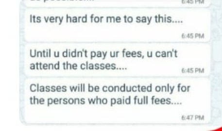 ayan_varma's tweet photo. This is totally unfair ... I think the clg management has no mind ...so they are asking the fees in this pandemic situation....
#SaveSaveethaStudentsFromForcedClgFees 
#DontForceStudentsforfees @irajashekaran @narendramodi https://t.co/U15Vs1RS0i