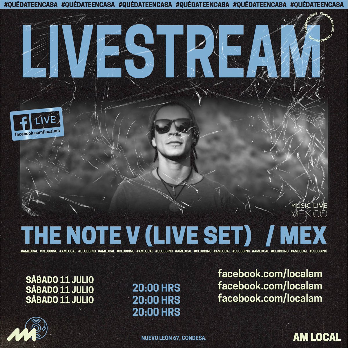 AM_Local's tweet image. LIVESTREAM AM LOCAL 

¡Nos vemos este viernes en punto de las 20:00 hrs con The Note V (LIVE) &amp;amp; Santino desde la cabina! 🎵🎶👁‍🗨🔥

𝖢𝗅𝗎𝖻𝖻𝗂𝗇𝗀 𝖼𝗎𝗅𝗍𝗎𝗋𝖾.
#AMLocal #Clubbing