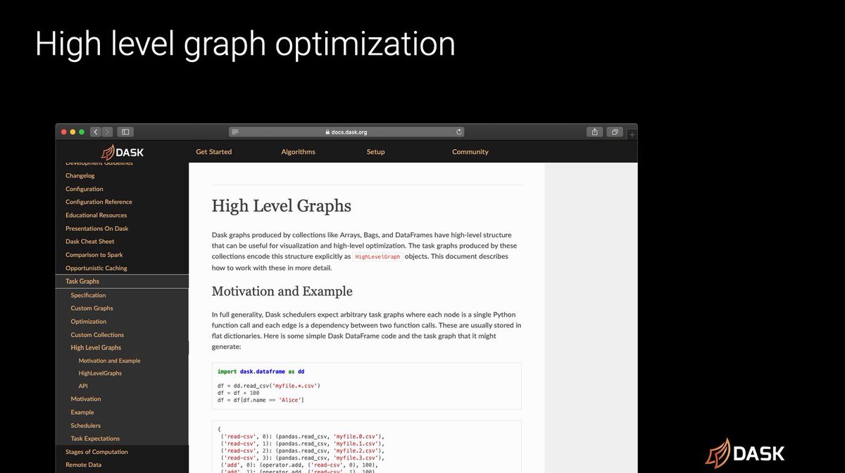 Slide showing High Level Graph documentation page