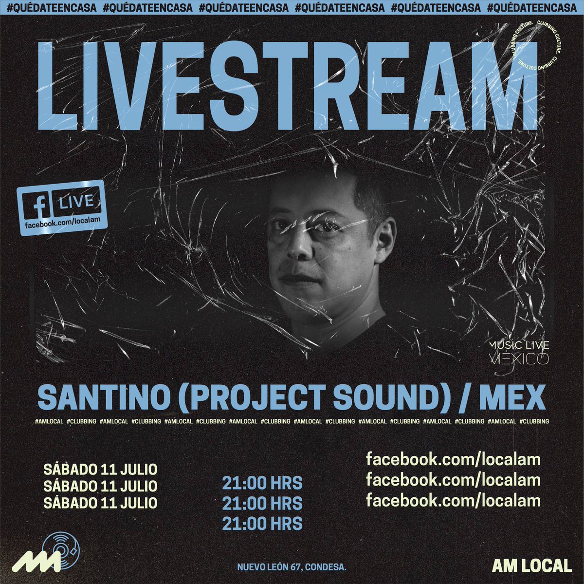 LIVESTREAM AM LOCAL 

¡Nos vemos este viernes en punto de las 20:00 hrs con The Note V (LIVE) &amp; Santino desde la cabina! 🎵🎶👁‍🗨🔥

𝖢𝗅𝗎𝖻𝖻𝗂𝗇𝗀 𝖼𝗎𝗅𝗍𝗎𝗋𝖾.
#AMLocal #Clubbing
