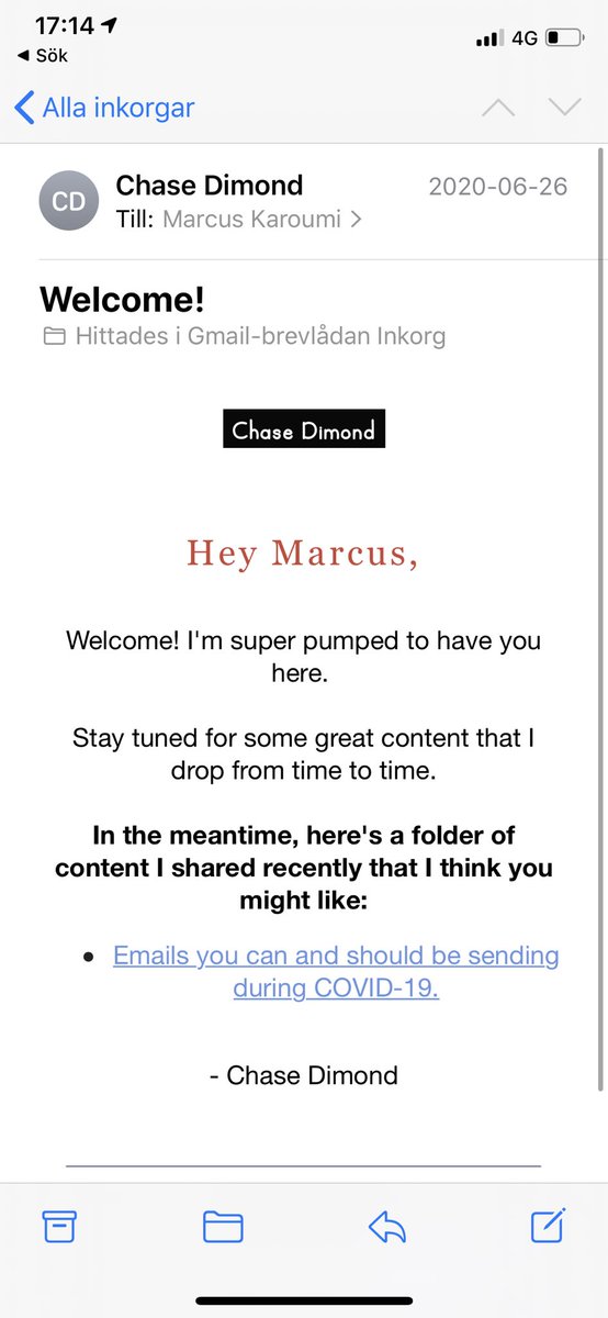 MKaroumi's tweet photo. @ecomchasedimond Hmmm... This is the only email I’ve received. Double checked my spam inbox too.

Am I being excluded from the regular newsletter list because I’m in a welcome flow or something? 🤔 https://t.co/EsQScfQ4rr