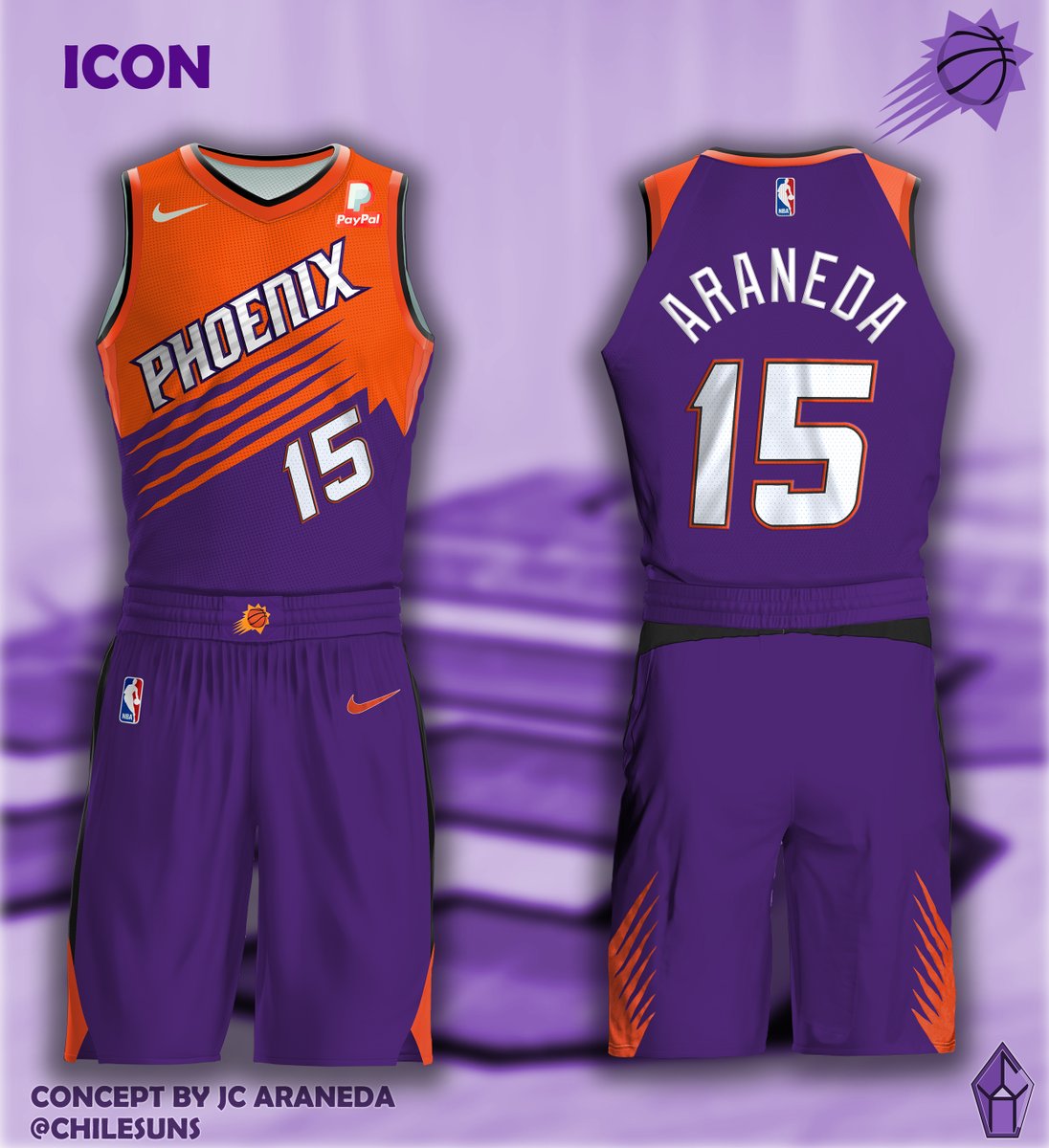 ChileSuns's tweet photo. I present to you the update of my concept for a new set of uniforms for my beloved Phoenix @Suns. I would love to know your thoughts about these. @UniWatch @PhilHecken @unimockups @HiZi_19 https://t.co/oyhWV52D1J