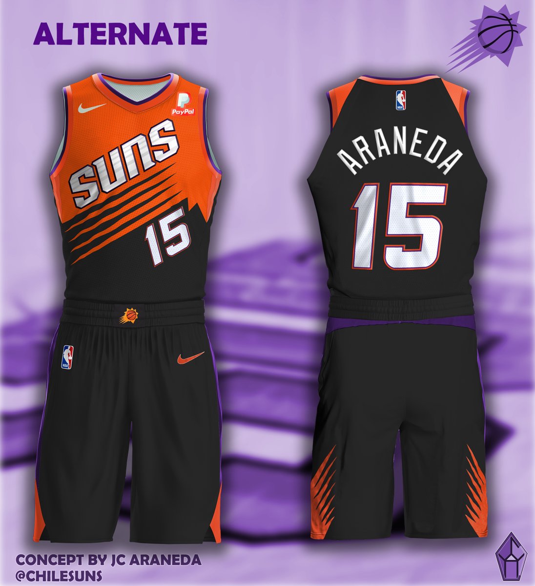 ChileSuns's tweet photo. I present to you the update of my concept for a new set of uniforms for my beloved Phoenix @Suns. I would love to know your thoughts about these. @UniWatch @PhilHecken @unimockups @HiZi_19 https://t.co/oyhWV52D1J