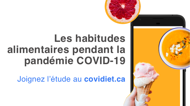 COVIDietStudy's tweet photo. Voulez-vous contribuer à la #recherche #COVID19 au #Canada? Des chercheuses de @mcgillu étudient les effets de la pandémie sur les habitudes alimentaires des Canadiens. Visitez notre site web https://t.co/ZkleU22A1Z pour participer! https://t.co/j7byCxOVtU