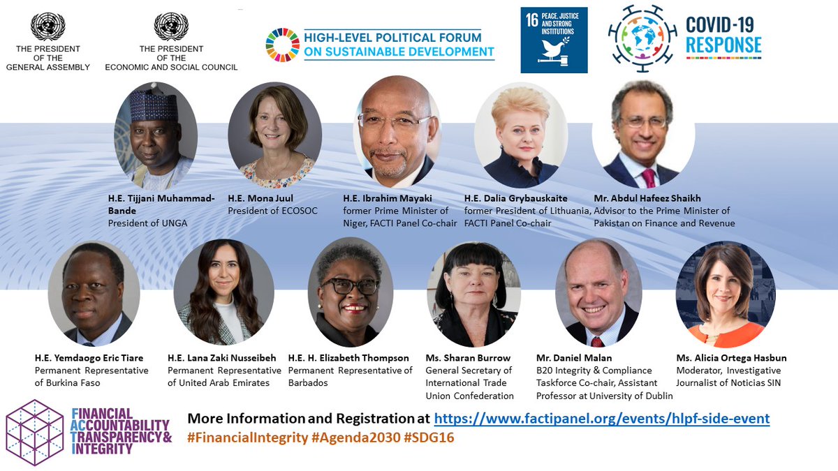 Attention, #FinancialIntegrity community! Registration is now OPEN for the #HLPF side event on Mobilizing and Retaining Resources to Build Back Better on 10 Jul at 12:15 EDT. Sign up here bit.ly/FACTI2020HLPF to receive the link
#Agenda2030