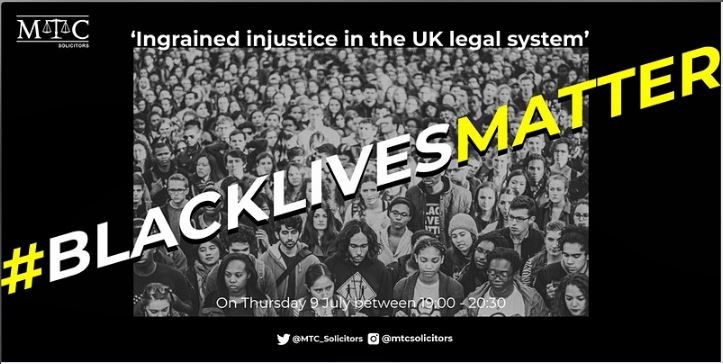 25BedfordRow's tweet photo. LAST CHANCE TO BOOK: @MTC_Solicitors' panel discussion webinar "Ingrained Injustice in the UK Legal System", 7pm - 9pm, 9th July.
To register, click here: https://t.co/sDhUqUd1mk
#blacklivesmatteruk #uklegalsystem #25bedfordrow https://t.co/aGSzNnRbzy