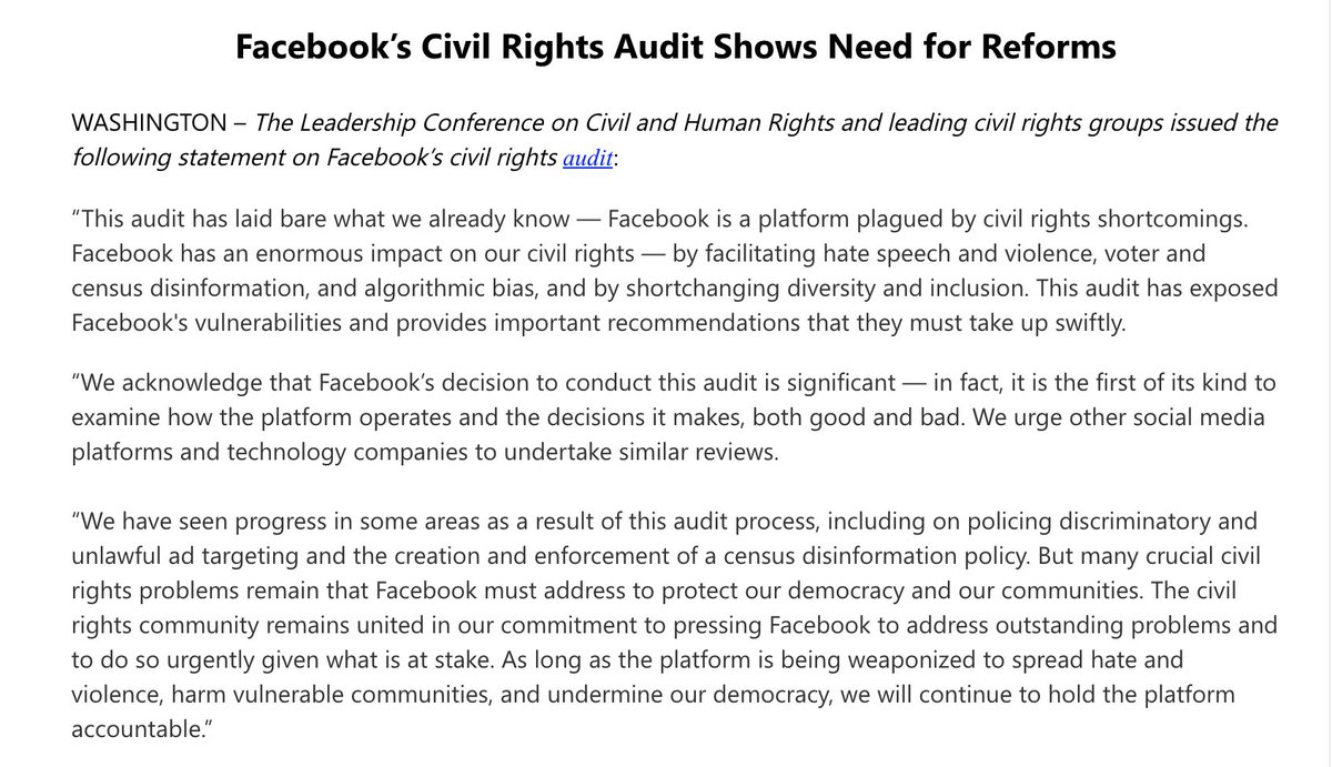 Screenshot of our full statement. The text is available at the link in the tweet.