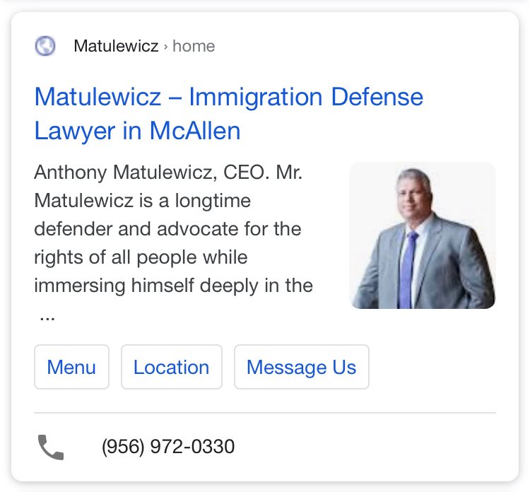 5/ Scutti - Immigration Attorney for Catholic Social ServicesScarpatti - an immig. lawyer that allegedly rips off his clients (judging by the angry reviews)Matulewicz - Immig. defenseAnthony Bedel - pro bono asylum cases (all the rest are tech)& “Immigration Welcome”