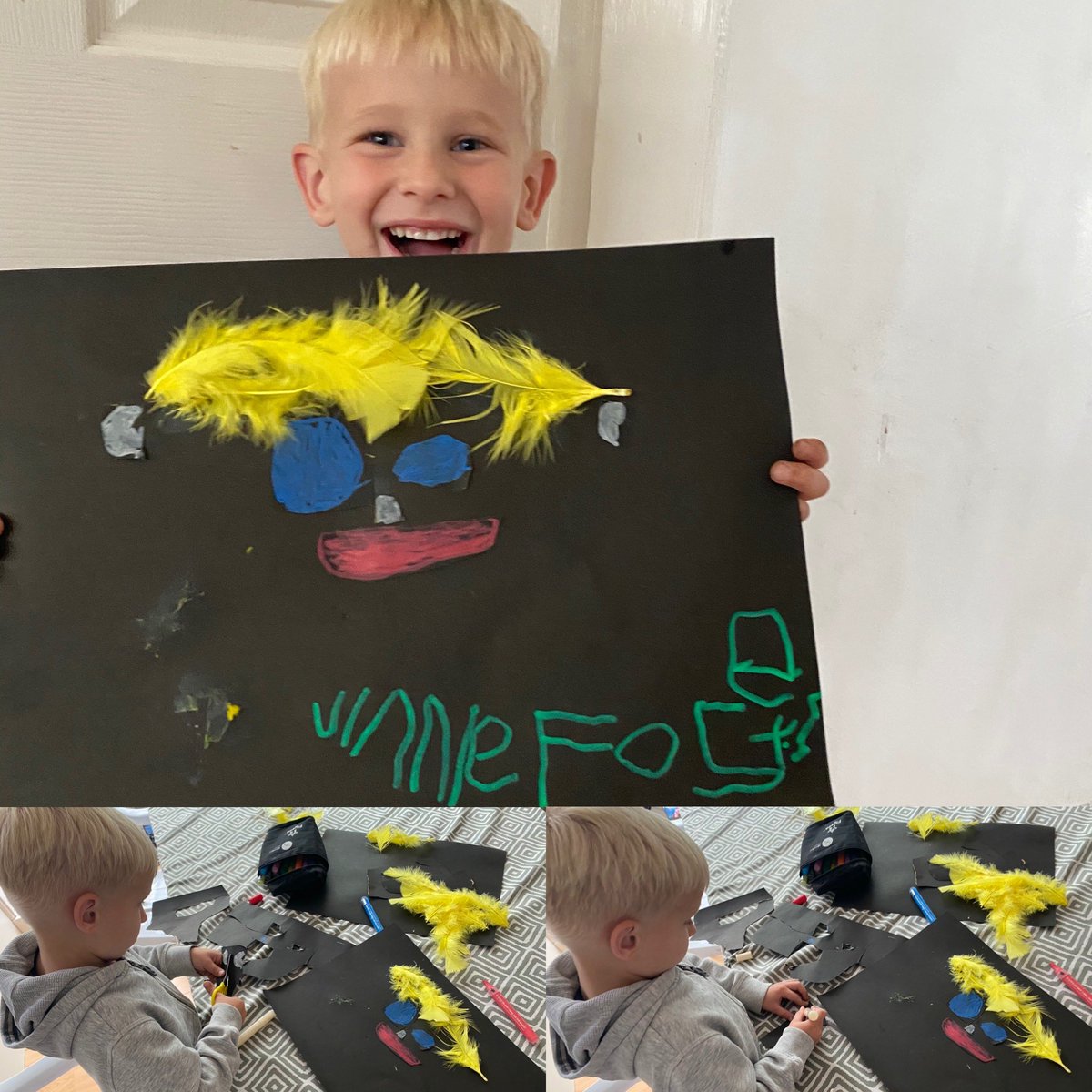 mrsf1985's tweet photo. @MpNursery Hi team nursery a rainy afternoon has meant Vinnie has had a go at the self portrait challenge💙 https://t.co/7uhNKVPaAt