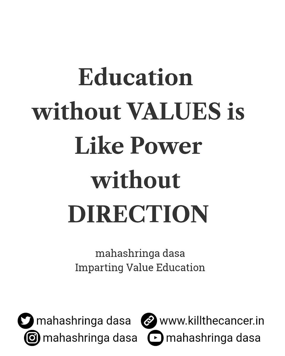 MahashringaD's tweet photo. If the Power is not utilised properly it can cause great destruction, 
#education  #value  #power #destruction @mahashringadasa https://t.co/zKBa1aXgT1
