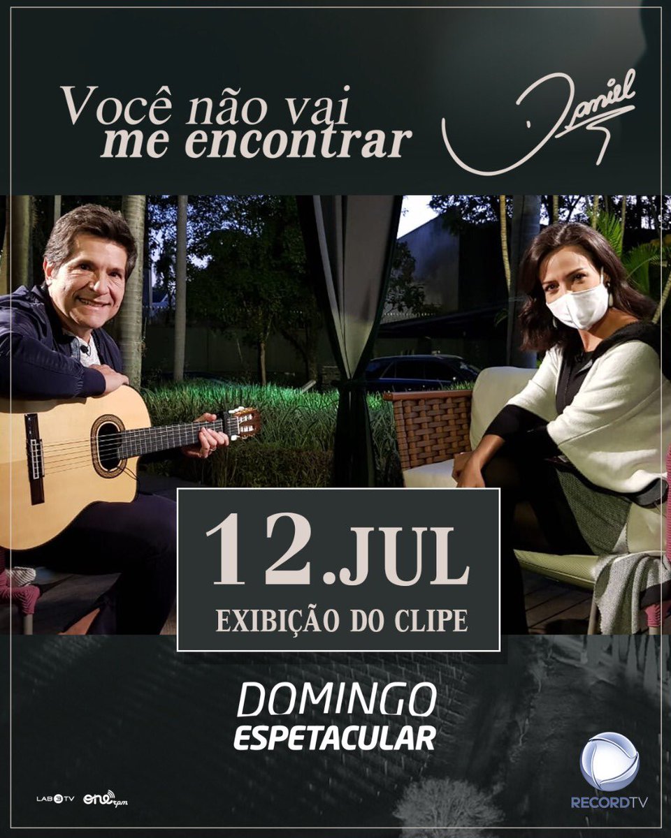 cantordaniel's tweet photo. Clipe #VocêNãoVaiMeEncontrar | Dia 12 de julho, com exclusividade, no @DomEspetacular, na @recordtvoficial. Logo após a exibição no programa, estará disponível no https://t.co/rKWl3fEdXQ IMPORTANTE: Inscreva-se no canal / Ative o Sino de Notificações. ❤🎧  #ProduçãoDaniel https://t.co/q0akkcM1jj