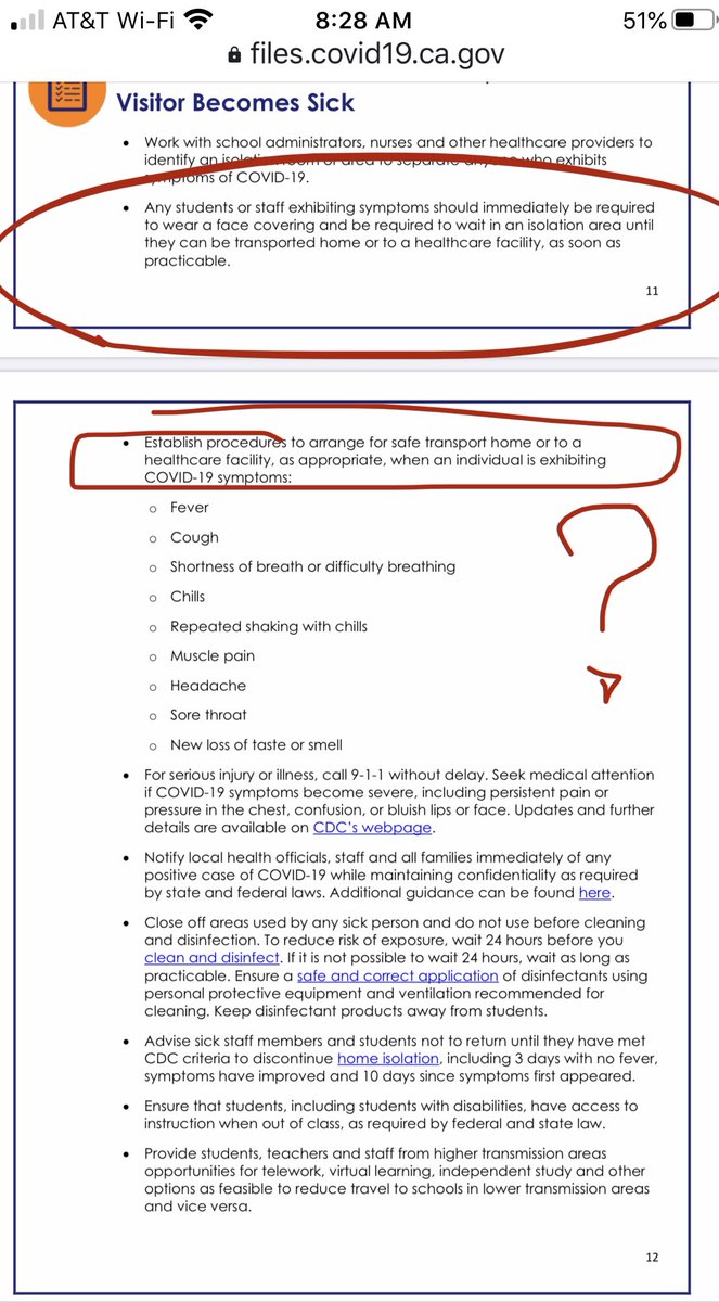 47/ After kids are screened, who determines when and if to send kids home? Where do we put identified kids after their families have left? Guidelines say each school should have an isolation room. Where? How do we fit this in with all the socially distant classrooms?