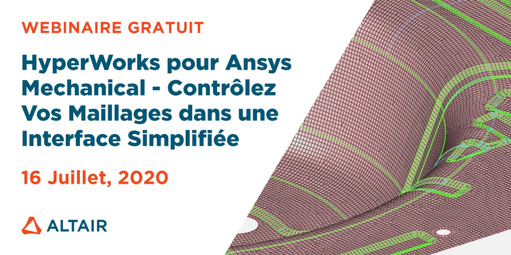 Participez à notre webinaire du 16 juillet prochain pour découvrir les fonctionnalités d'Altair HyperWorks : hubs.ly/H0rJcJS0

Avec sa nouvelle interface, il est désormais encore plus facile de contrôler vos maillages et de personnaliser votre environnement de travail.