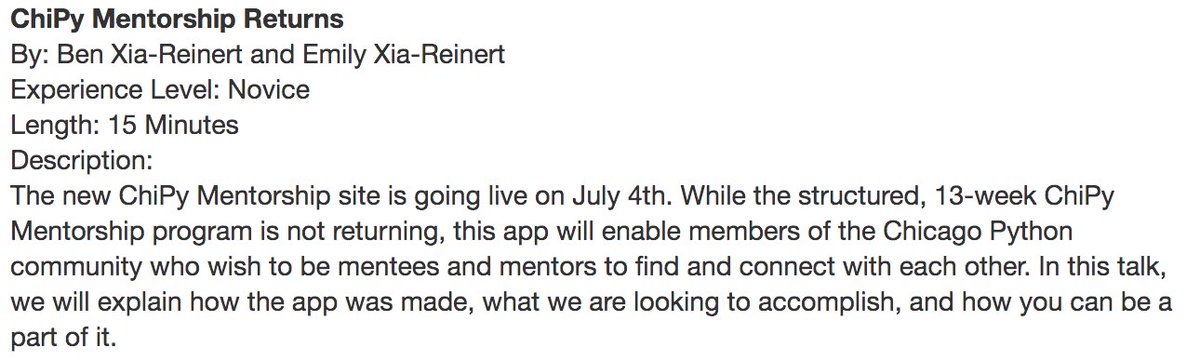ChicagoPython's tweet photo. Chicago Python will be live streaming our July __main__ Meeting to YouTube this Thursday!
Talks:
- Intro to AutoML by @pacoid
- Ten Ways to FizzBuzz by @joelgrus
- ChiPy Mentorship Returns by Buddy Mentorship Team
RSVP: https://t.co/M533BVv0B7
#ChiPy #ChiPyMainMeeting #Python https://t.co/VOKEybJhan