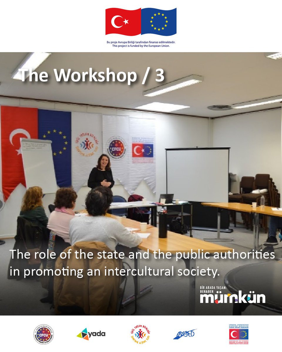 Third workshop organized by the AMSED Association and YADA Foundation under the project " Strengthening Multicultural Approach of Civil Society Organizations in Turkey and Europe" Project #BeraberMümkün

For more info: mumkun.org/en/topic-the-r… <a href="/ABBaskanligi/">T.C. Dışişleri Bakanlığı Avrupa Birliği Başkanlığı</a>