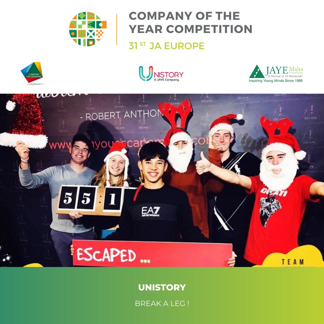 The Company of the Year Competition 2020 is right around the corner as Unistory just submitted their 30 secondes commercial video. Next up:  Panel Interview with the Main Jury. Who will be this year’s best JA mini-company? Wish them good luck!

#JACompany #CoYC20 #JAportugal