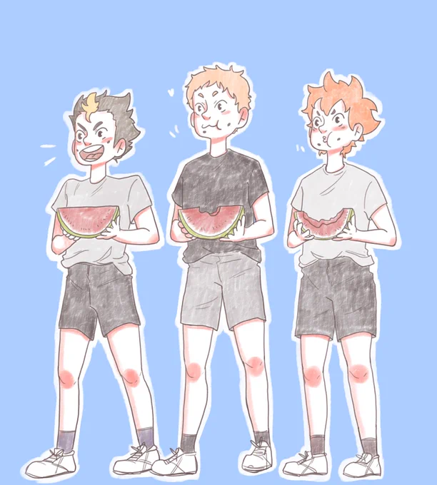 ? watermelon gang ?

#haikyuu #haikyuufanart #hq_anime #hinatashoyo #nishinoya #yaku 