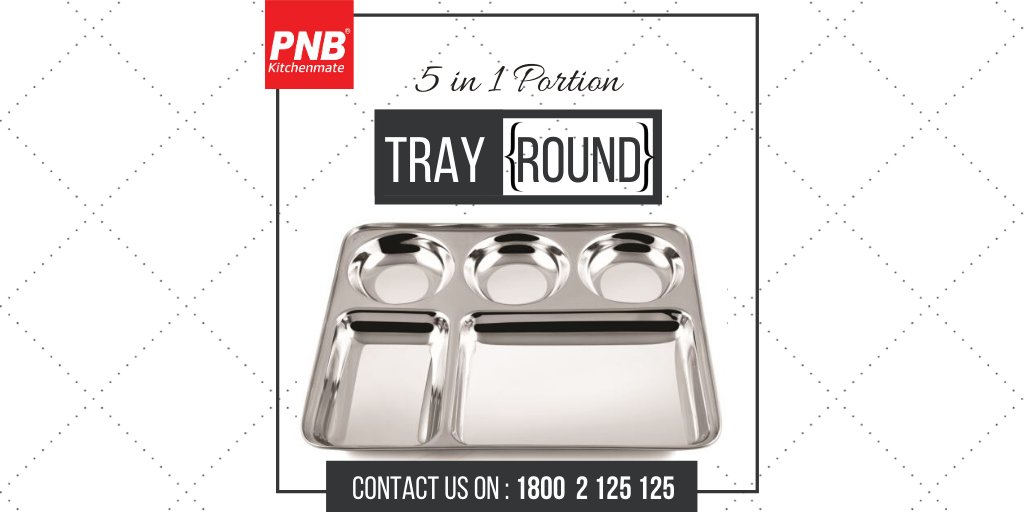 PNBKitchenmate's tweet photo. Buy strong and durable PNB Kitchenmate's 5 in1 Portion Tray (Round) and gift yourself some extra minutes to relax and enjoy. 

To place your order call 1800 2 125 125 right away!
#PNBKitchenmate5in1PortionTray #StainlessSteelPortionTray #PortionTray #beautiful5in1PortionTray https://t.co/48SUSVCvt4