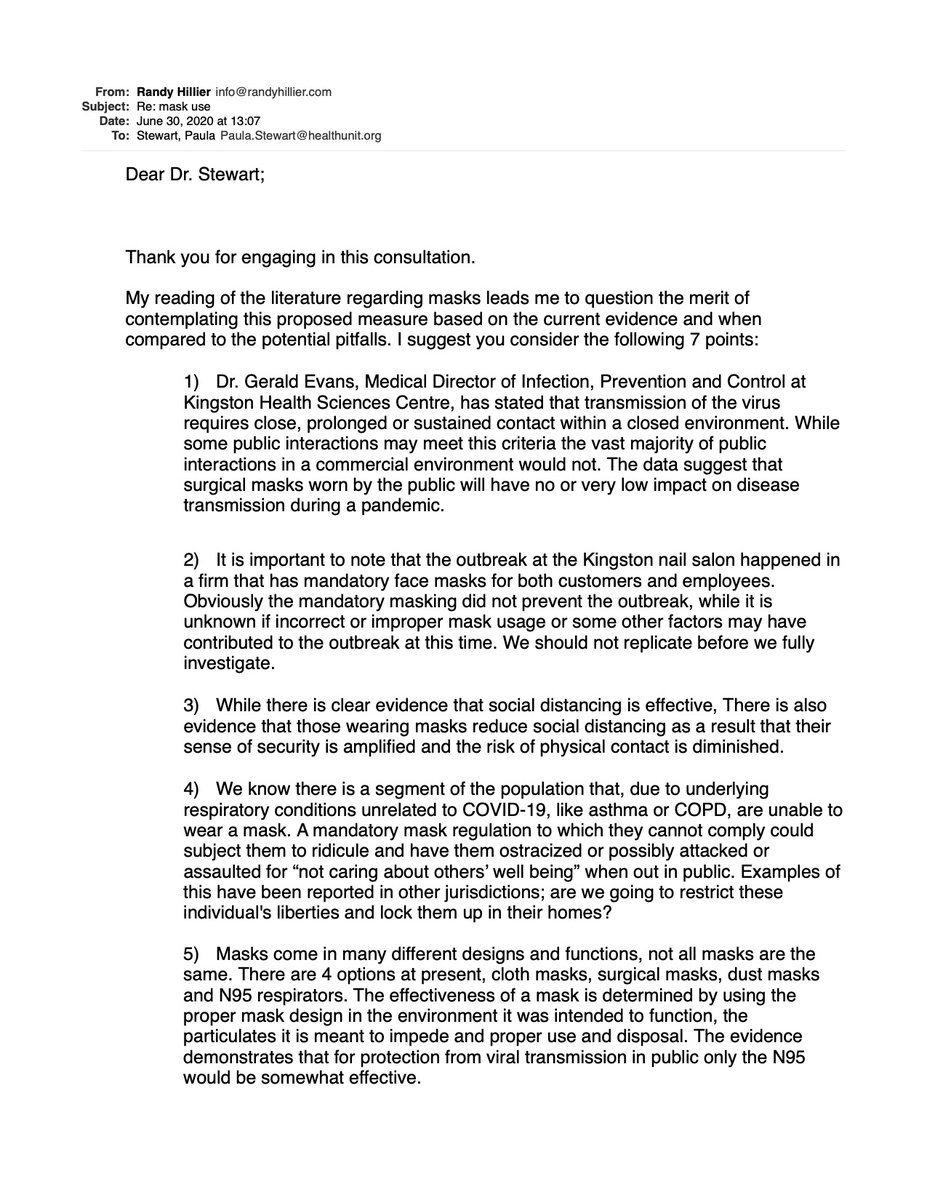 randyhillier's tweet photo. Here is my letter to Dr. Paula Stewart outlining my concerns and the subsequent responses.
Where is the data, the science, the evidence?
Read the letters and you can decide for yourself.
#onpoli https://t.co/V0uw7WVSlc