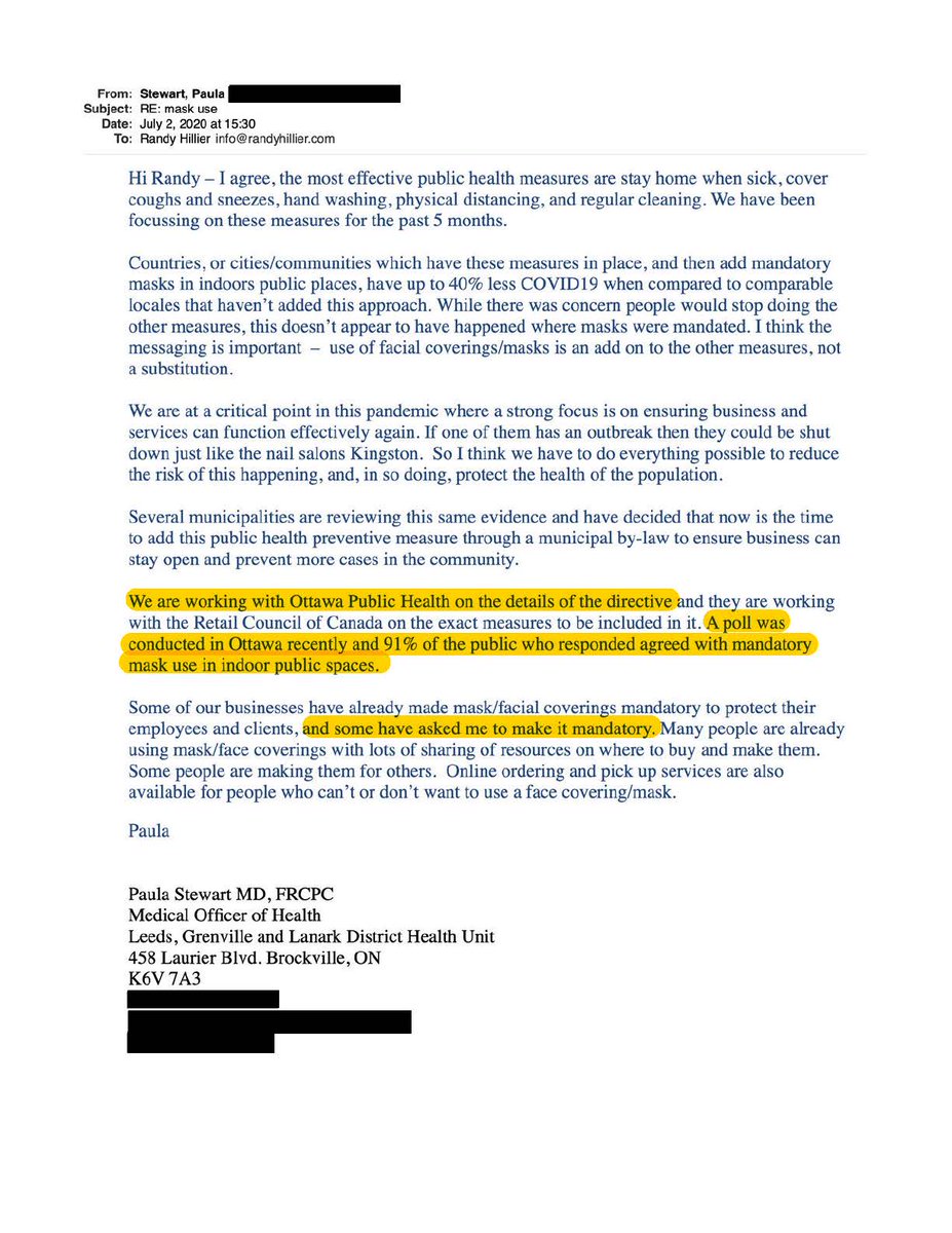 randyhillier's tweet photo. Here is my letter to Dr. Paula Stewart outlining my concerns and the subsequent responses.
Where is the data, the science, the evidence?
Read the letters and you can decide for yourself.
#onpoli https://t.co/V0uw7WVSlc