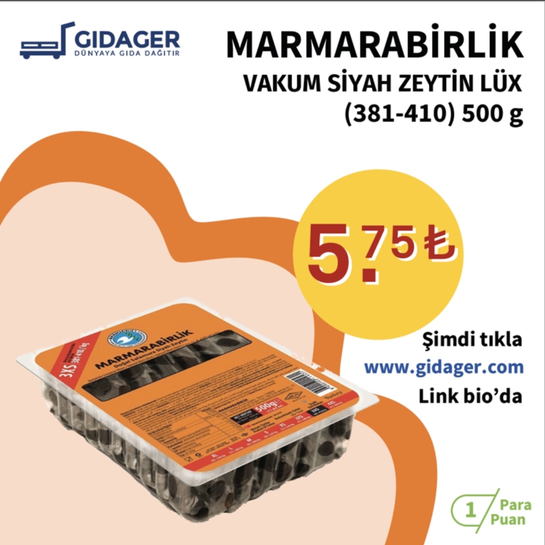 Marmarabirlik Vakum Siyah Zeytin Sadece 5.75₺
Şimdi tıkla
gidager.com
.
.
.
.
#siyahzeytin #marmarabirlik #zeytin #yrşilzeytin #500gr #alışveriş #gidager #indirimliürünler #kolayalışveriş #indirimlifiyat #indirimliürün  #toptangıda #gıda #bakkal #market #bim #a101