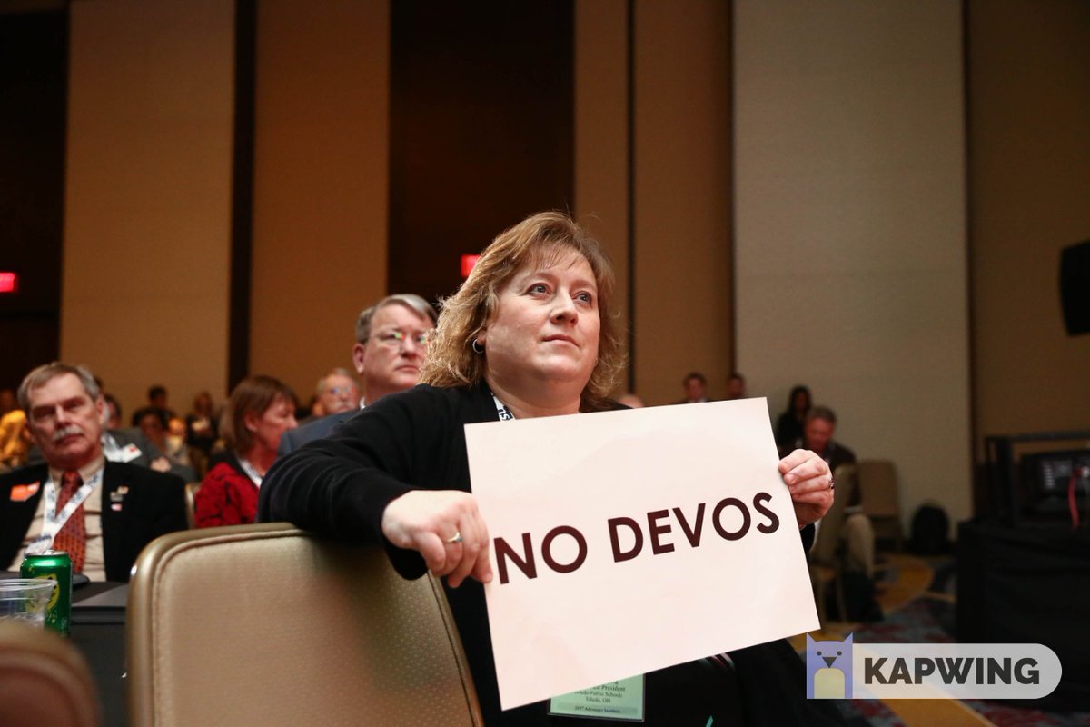VarwigForTPS's tweet photo. Worst Secretary of Education ever!!! #NoDevos https://t.co/UlHXvwmC0G