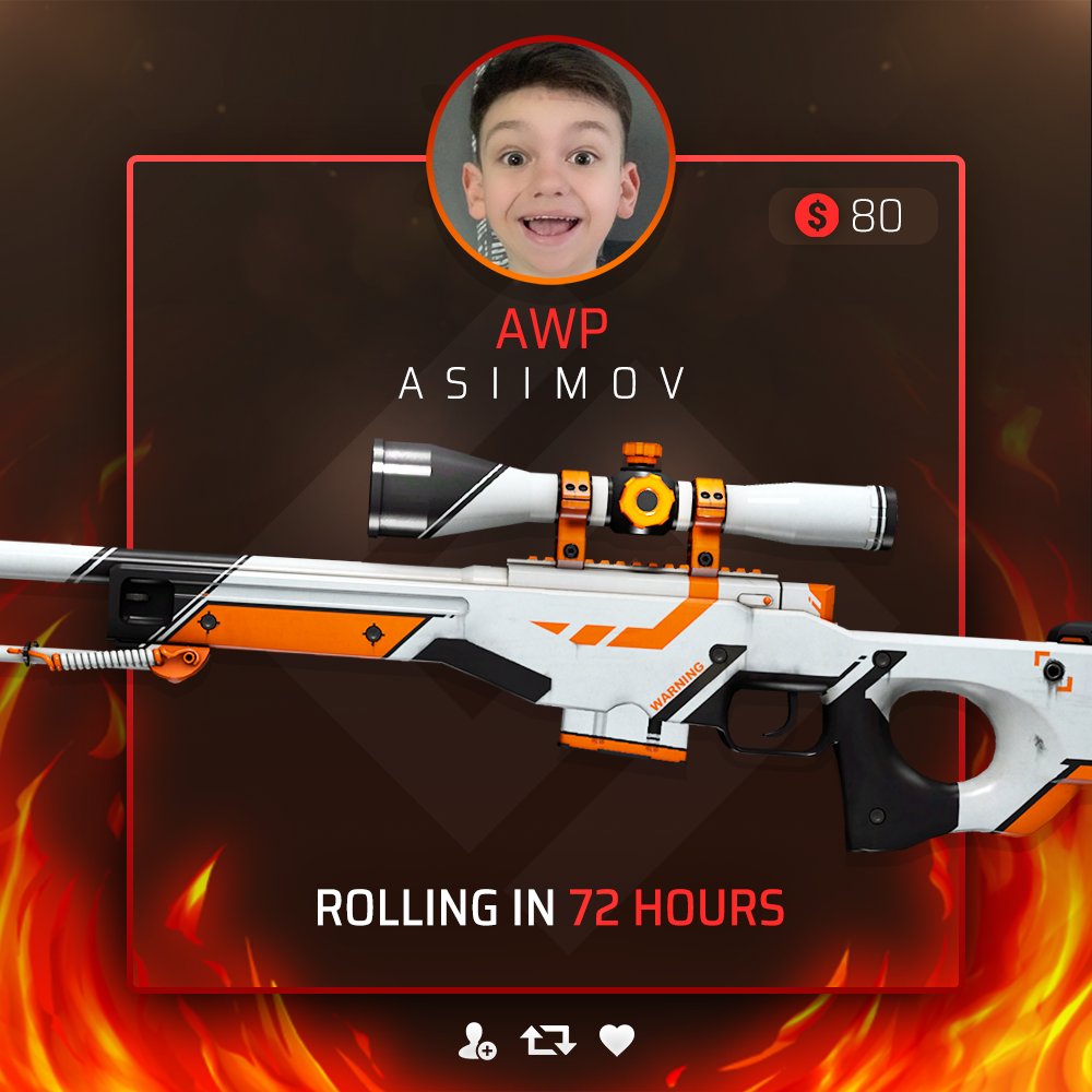 yungshapez's tweet photo. 🎁 $80 AWP | ASIIMOV GIVEAWAY

Enter now:
- Retweet
- Follow me &amp; @playcsgofly 
- Use code "SHAPEZ" for a FREE $0.51

⏰ 72 HOURS - GOOD LUCK!
🔗 https://t.co/8GAY9MIsb2 https://t.co/JlzhPtXmwp