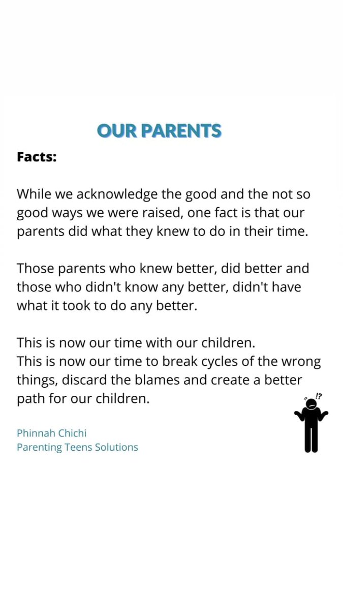 PhinnahChichi's tweet photo. Keep the good ways about how you were parented and discard  those ways you know were not helpful. Don't repeat. Break the cycle.

When we know better as parents, we do better.

@RespectYourself
@parentingteenss

#parenting #parentingteens #raisingteenagers #breakthecycle https://t.co/KacgYVym0O