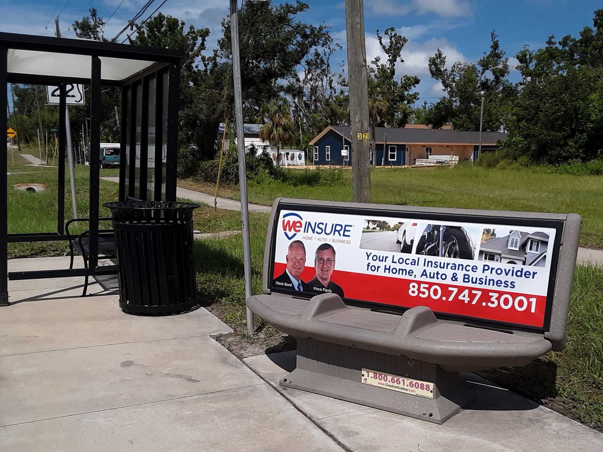 COASigns's tweet photo. When you can't predict the future, protect it! We Insure (Chuck Bond) has been using COA bench signs in #FL for years. They currently have 24 signs in #CedarGrove #SpringfieldFL #Wewahitchka #Parker & Callaway! #PowerOfWe
#BenchAdvertising #OOH #WeLoveOurClients #BenchAds https://t.co/k4NCDwg60j