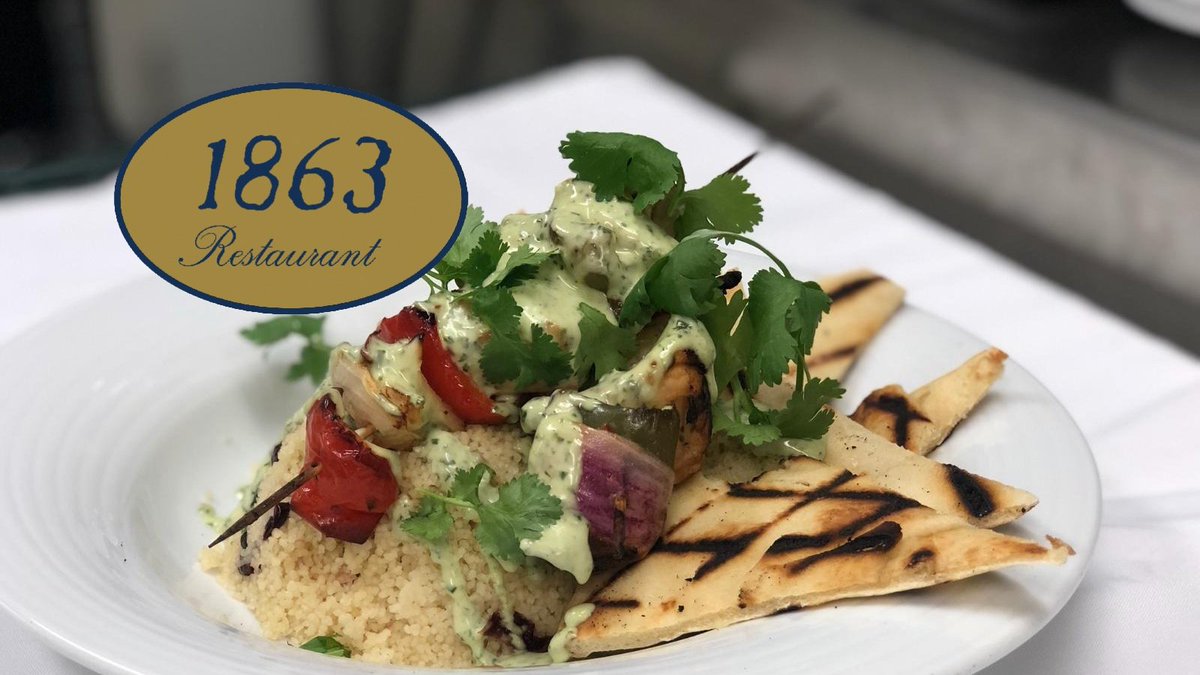 What a great summer dish: Grilled Chicken &amp; Vegetable Skewers dish has cilantro and green goddess dressing and is served with Cous Cous and Naan Bread. A must try if you are in the area. Available for dine in or carryout. Give us a call: 717-339-0020 1863RestaurantandLounge.com