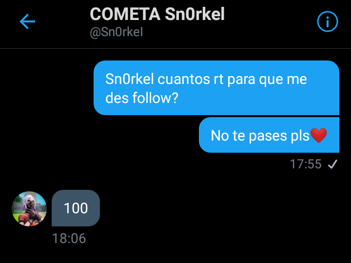 Kenzall1k's tweet photo. 100 Rts y @Sn0rkeI me da follow.

RT = Follow ❤️ https://t.co/1u8n18l8p9