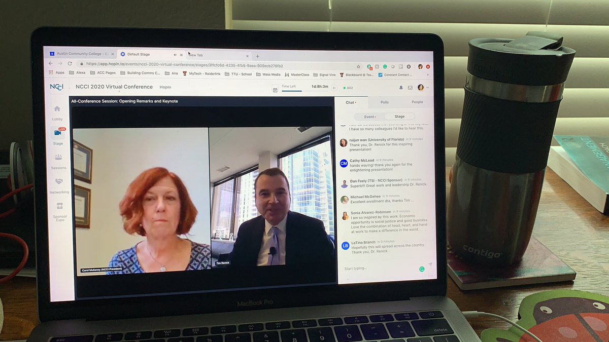 AnaAbuzz's tweet photo. So inspired and motivated by the keynote address at the #NCCI2020 virtual conference. Thank you for sharing the @GeorgiaStateU success story, @tim_renick!  Enjoying this morning with @Jocelynthoughts! #equity #highered https://t.co/OJ7BpmsnF4
