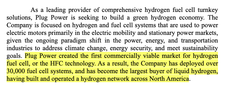 1/ The company sells hydrogen fuel cells. These are basically big battery packs powered by hydrogen. Except it's different than batteries because they don't require charging. You actually fill them up with hydrogen just like at the gas pump.