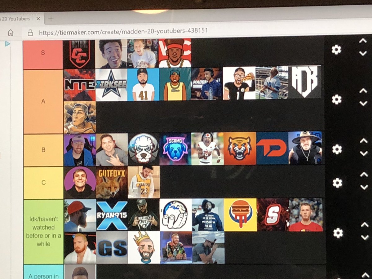 Madden Youtuber Tier List Source Tier List