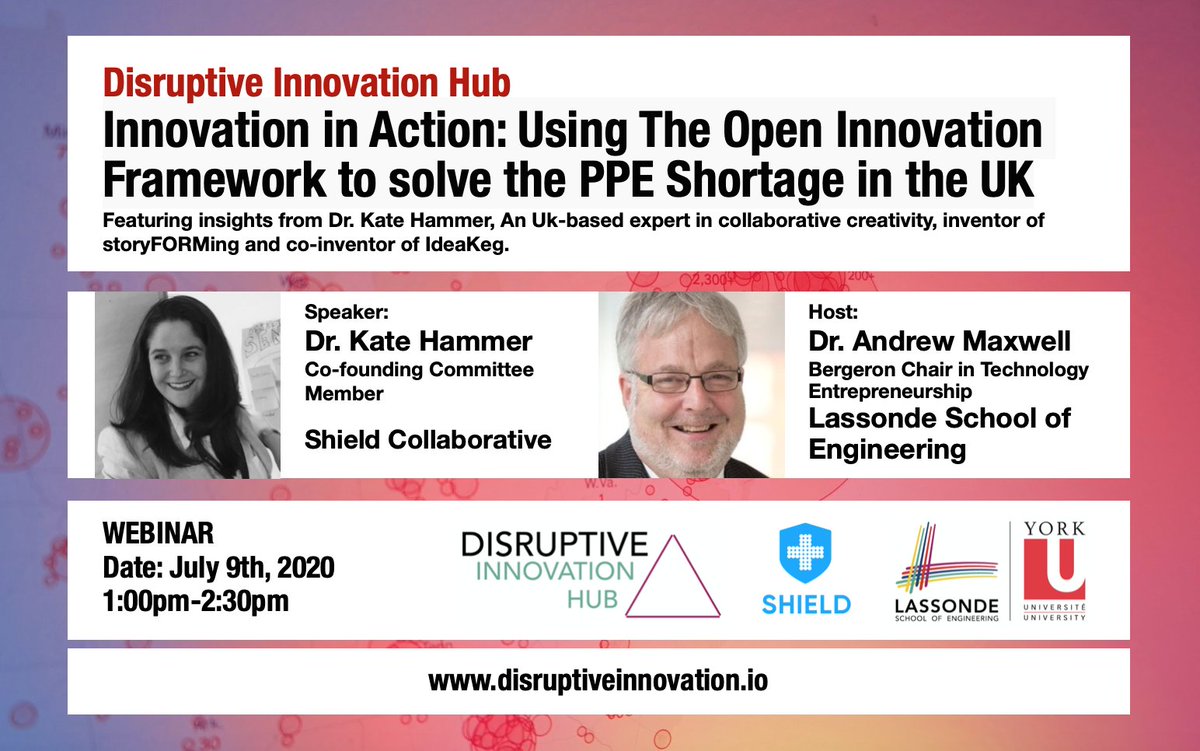 HubDisruptive's tweet photo. Join us for our upcoming webinar about the concept of #OpenInnovation and its application to fight #covid19 .
We will learn how Dr. Kate Hammer is solving the PPE Shortage in UK, using the Open Innovation Framework.
Learn more &amp; register here: https://t.co/Ckv6569vfj https://t.co/tCcU4IMNxP