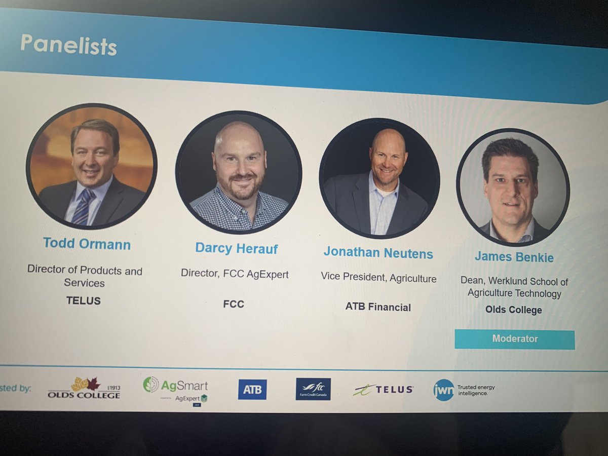 DebThompson111's tweet photo. Thank you to @OldsCollege Dean James Benkie for moderating an excellent discussion with an esteemed panel focused on Agtech adoption and how this will shape Canada’s global agrifood opportunities. https://t.co/I6NlKLdPW8