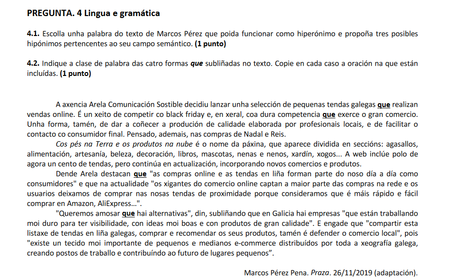 arela_gal's tweet photo. Apareceu Arela na proba de #galego da #ABAU! Na pregunta 4, un texto de @marcosperezpena en @prazapublica. Hiperónimo a parte, alegrounos o día! 😎 https://t.co/rGwNKqbAg1