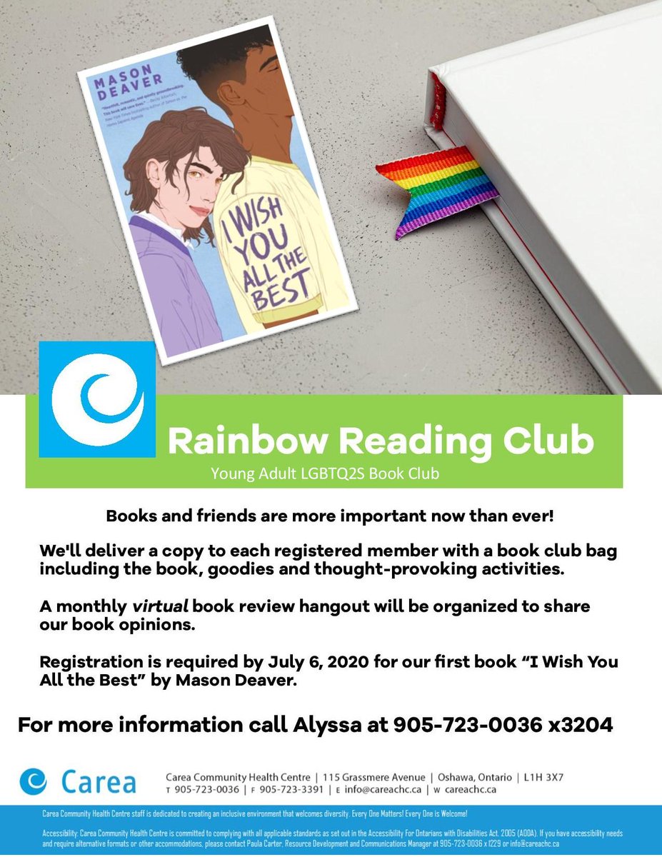 durhamchc's tweet photo. We've extended the registration deadline to July 17th!  Call Alyssa today to join the Rainbow Reading Club - book supplied! #readingfun #LGBTQ2S #summerfun https://t.co/8oXdXbppAl