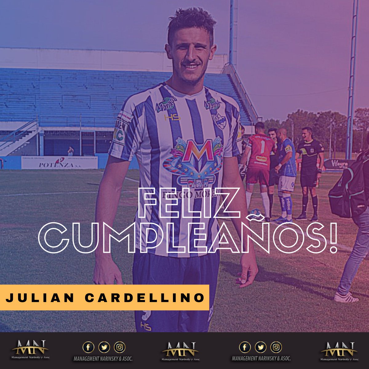 #FelizCumpleaños⚽️
.
Felicidades a nuestro delantero 𝗝𝗨𝗟𝗜𝗔𝗡 𝗖𝗔𝗥𝗗𝗘𝗟𝗟𝗜𝗡𝗢, en su día.
.
#ManagementNarinsky
#JulianCardellino
#Ascenso #Soccer #football