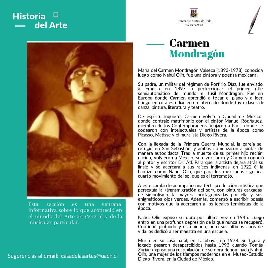 casartes_uach's tweet photo. Desde la Casa de las Artes UACh-Sede Puerto Montt, nuestra sección Historia del Arte..Sabías que un día como hoy...
#Efemerides
#carmenmondragon
#escritora
#mexico
#historiadelaliteratura
#nahuiolin
#writter
#poetisa
#dralt
#poesia
#poetry
#womensart
#womenswritter https://t.co/BQSE7gAuLi