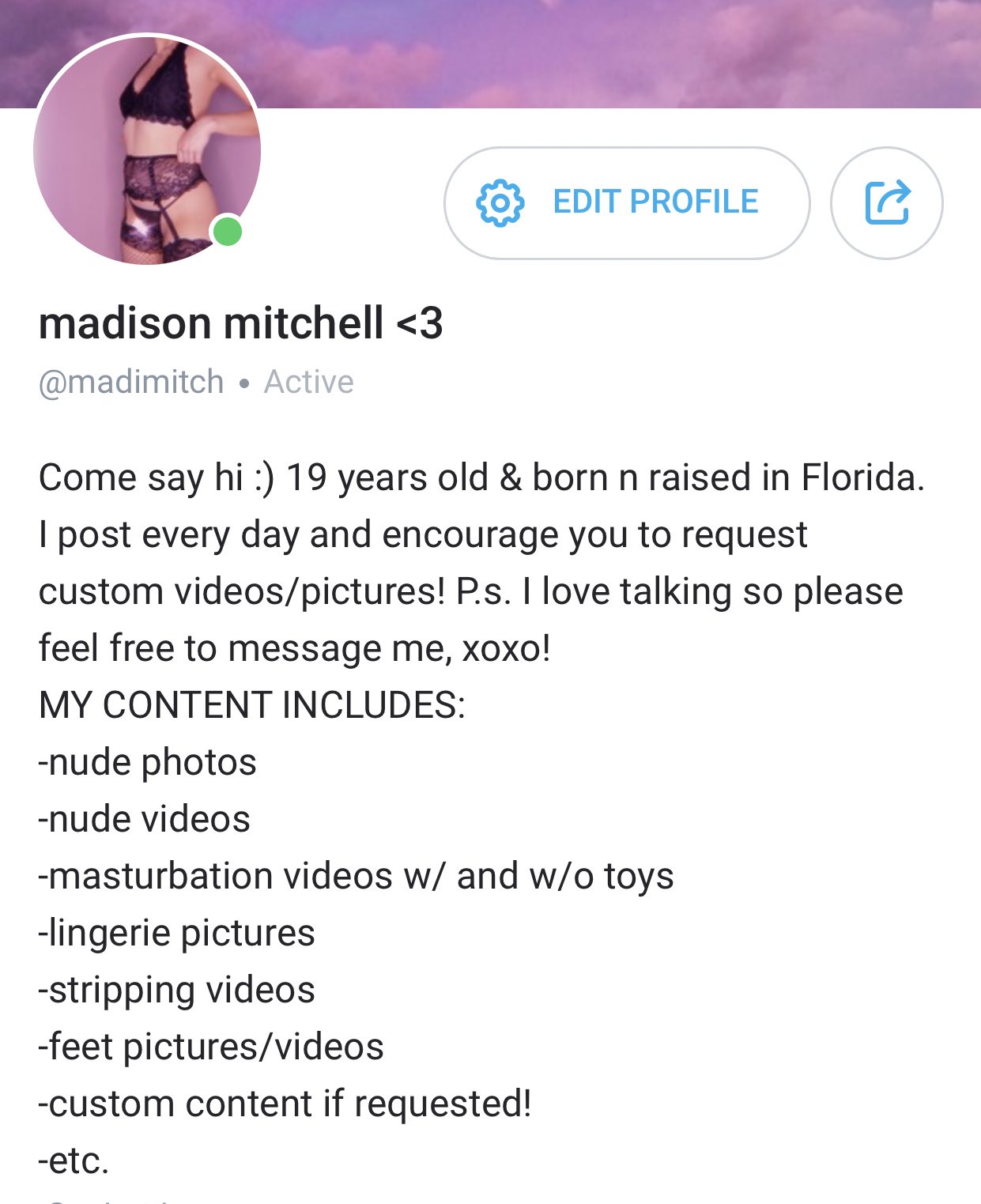 ♥ madison mitchell ♥ on Twitter: "check out my OnlyFans! i post premium content on there every