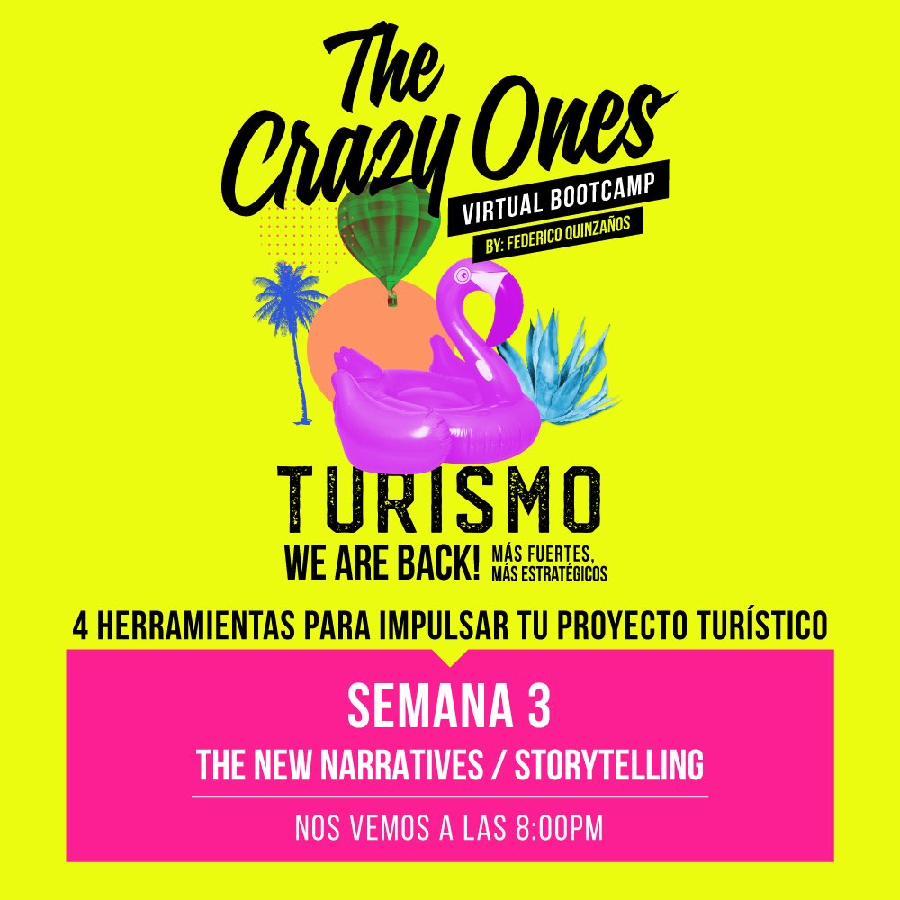 GenMMx's tweet photo. Turismo: Virtual Bootcamp by Federico Quinzaños

Webinar Zoom

Nos vemos al rato 8:00pm 

Recuerda:
- Ser puntual 
- No poner pretextos
-Cumplir tu compromiso de asistir al taller 

#turismo #méxico #weareback #fuertes #estratégicos https://t.co/XLmDRIhzUr