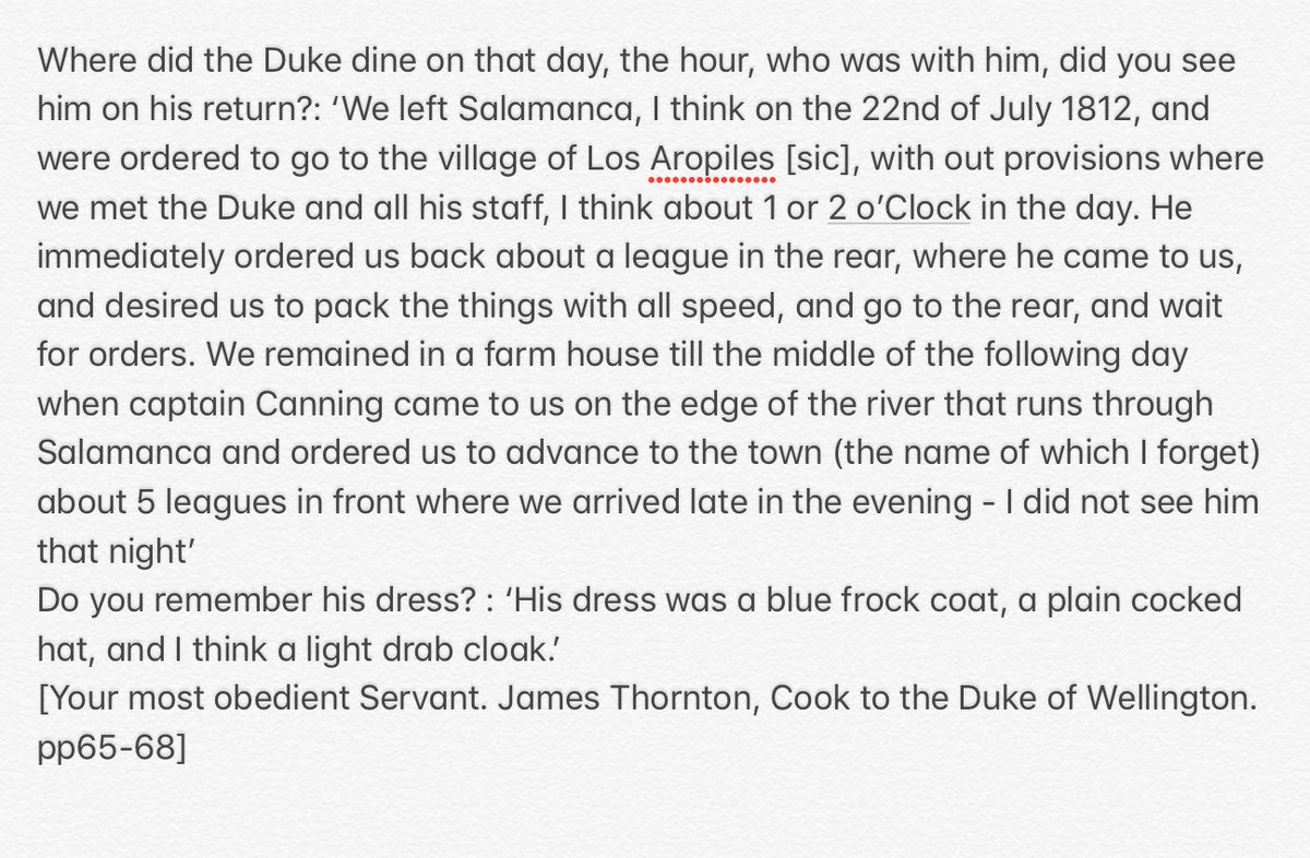 Another, albeit periphery, witness who at least clears up how the food got there and the time and place etc was the Duke’s Cook, James Thornton speaking in 1852-53: