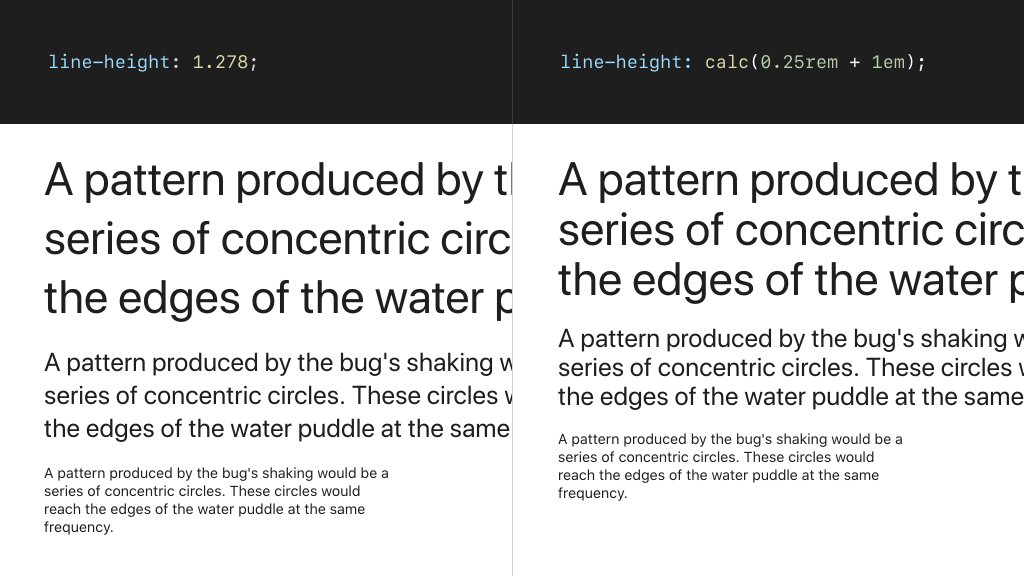 CSS trick to dynamically reduce the line-height as the font-size grows, large texts need condensed line-height