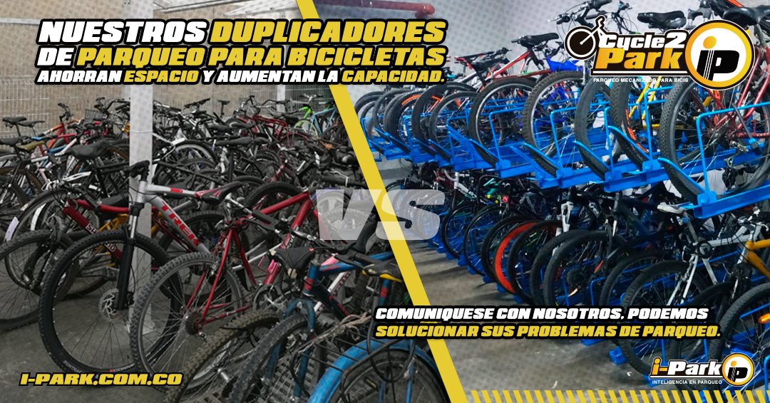 iParkColombia's tweet photo. Nuestros duplicadores de parqueo para bicicletas Cycle2Park ahorran espacio y aumentan la capacidad de parqueo, además de brindar orden y comodidad en los biciparqueaderos.
https://t.co/t6I3P0PQMe
#iPark #Cycle2Park #parqueo #bicis #medellin #bici #biciparqueadero #movilidad https://t.co/DN6pGMu2Pf