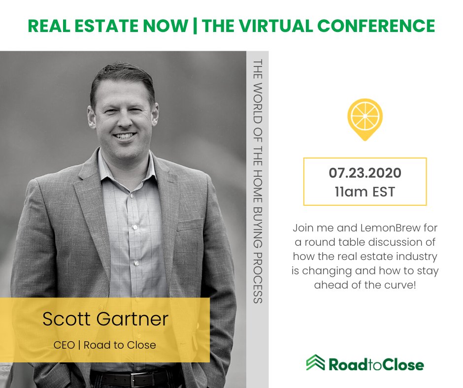 RoadtoClose's tweet photo. Looking forward to being a panelist at LemonBrew's Real Estate Now  July 23rd. We'll be sharing how to take advantage of technology and stay ahead of changes in the real estate industry. More info and register - https://t.co/5J04xqmMjK #realestate #conference #technology https://t.co/Ft5vQISbO6