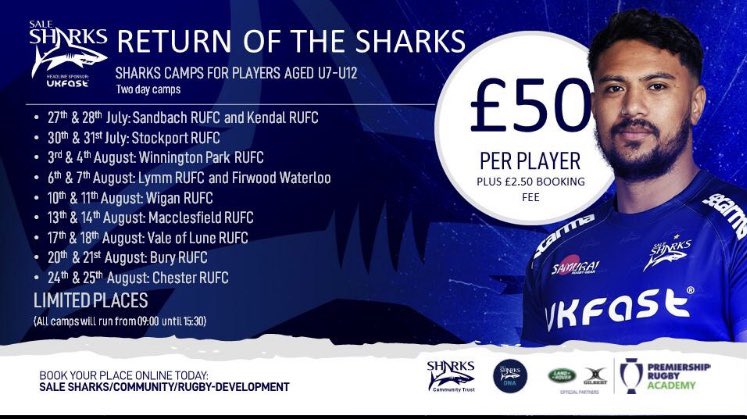 Wigan RUFC Juniors (@wiganrufcjnrs) on Twitter photo RETURN OF THE SHARKS... Back by popular demand 10th-11th Aug <a href="/SaleSharksRugby/">Sale Sharks 🦈</a> <a href="/WiganRUFCJnrs/">Wigan RUFC Juniors</a> <a href="/WiganRufc/">Wigan RUFC</a> RETURN OF THE SHARKS... Back by popular demand 10th-11th Aug <a href="/SaleSharksRugby/">Sale Sharks 🦈</a> <a href="/WiganRUFCJnrs/">Wigan RUFC Juniors</a> <a href="/WiganRufc/">Wigan RUFC</a>