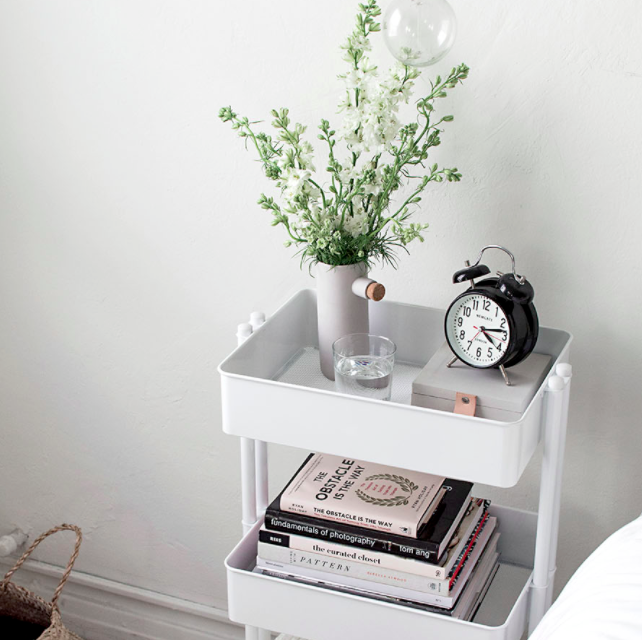 ArdmoreHowellRd's tweet photo. When decorating your apartment, think versatility. For example: A rolling cart can easily transform into a nightstand! https://t.co/KEEbQeBAq3 https://t.co/KCtxI7Z5U4