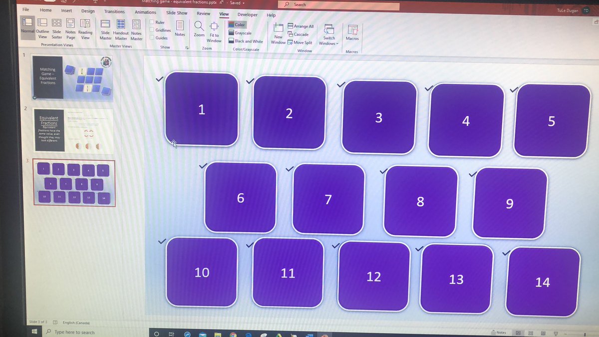MrsTDugan's tweet photo. Excited to try Matching Equivalent fractions tomorrow! #GECDSBSLP2020 @LauraBa06241838 @mrs_c_saba @JanisFoy @mrssykeswall #InteractivePPT #simplegames https://t.co/hbXMgyyVDI