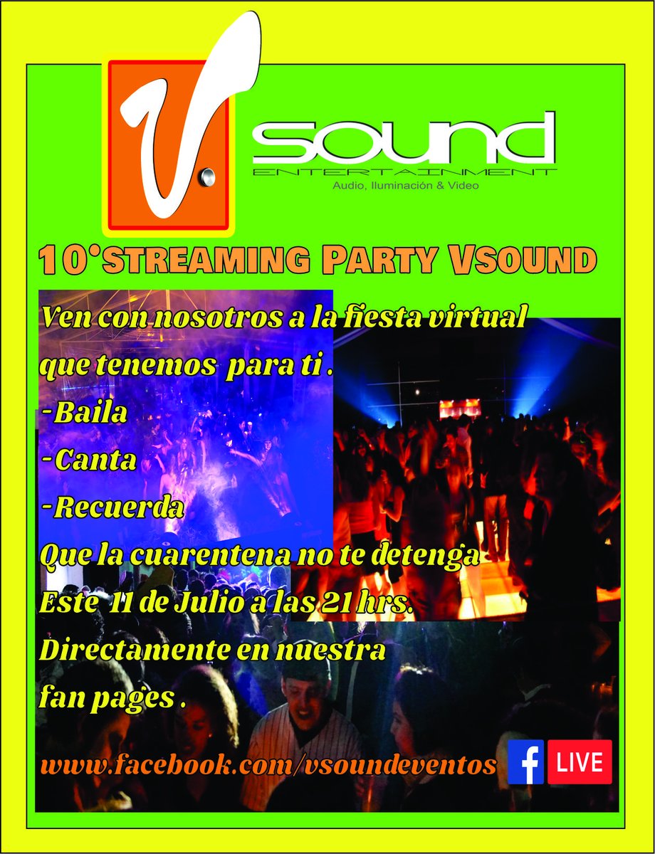 vsound_prod's tweet photo. Ya todo listo para este sábado a las 21 hrs  la streaming party de Vsound eventos. Los esperamos!! https://t.co/KTJWVqxlSK
